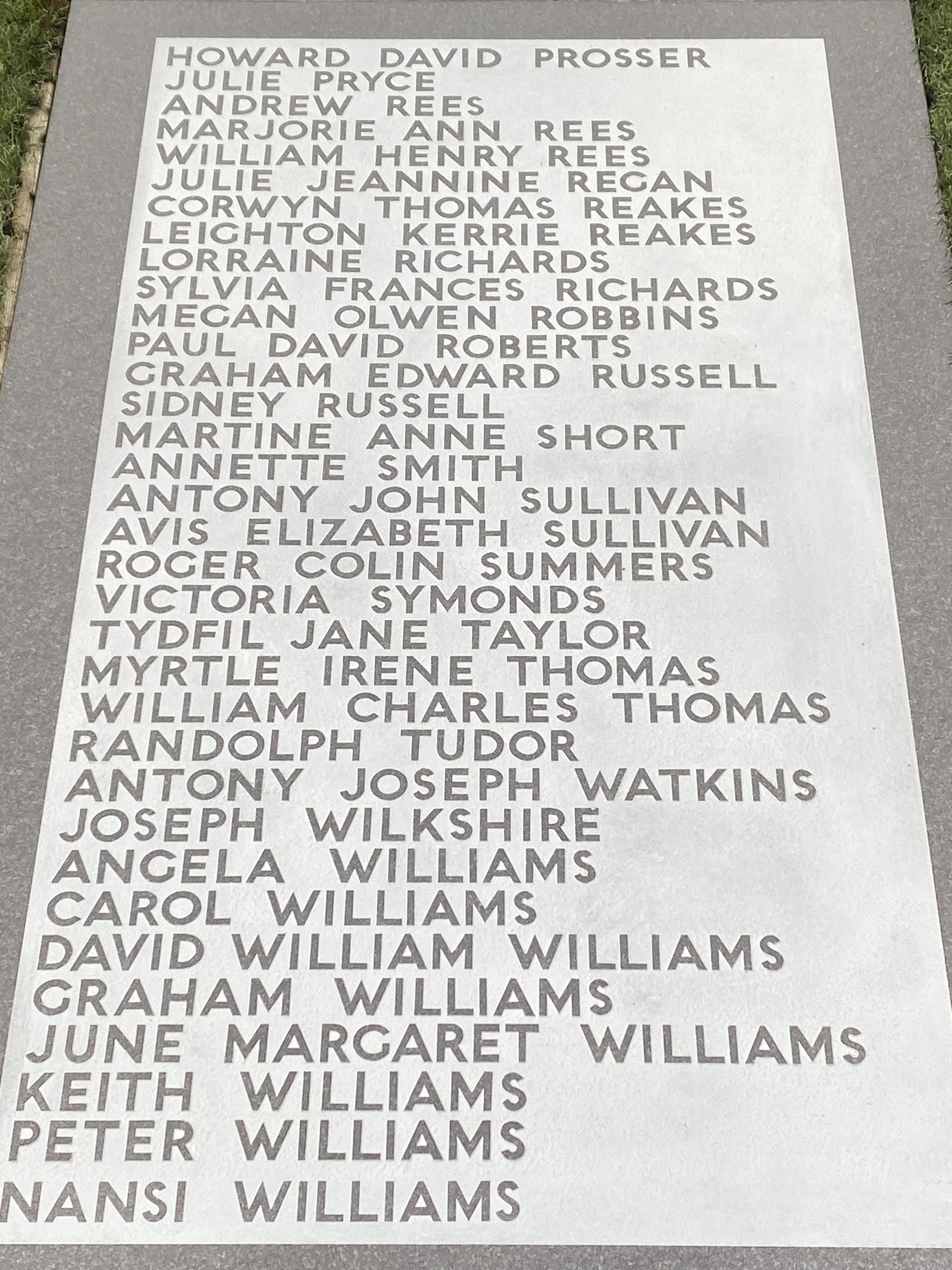 A list shows the names of children killed by coal waste at Aberfan. /Iolo ap Dafydd