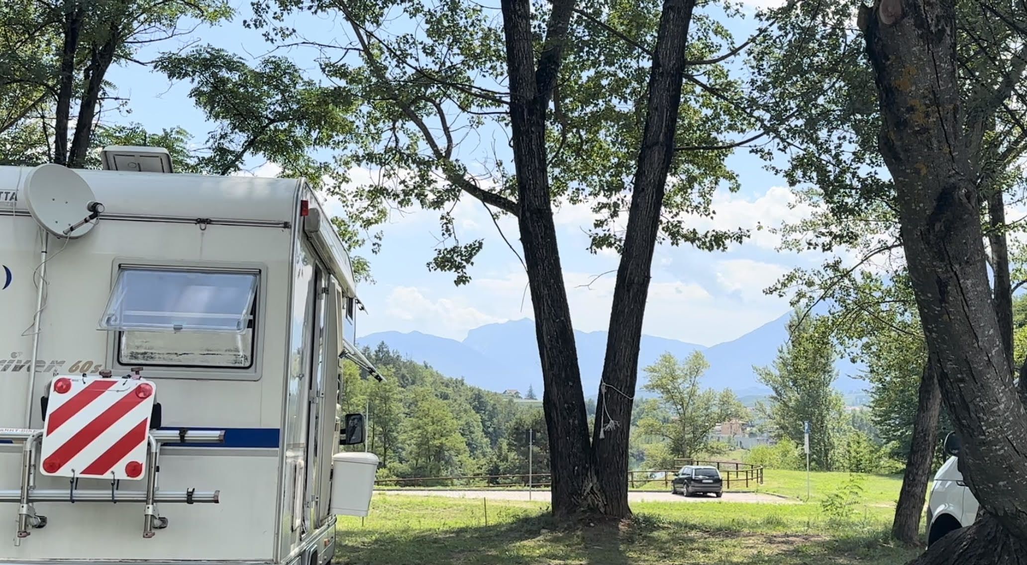 A campervan at Lake Molveno. /CGTN Euroe