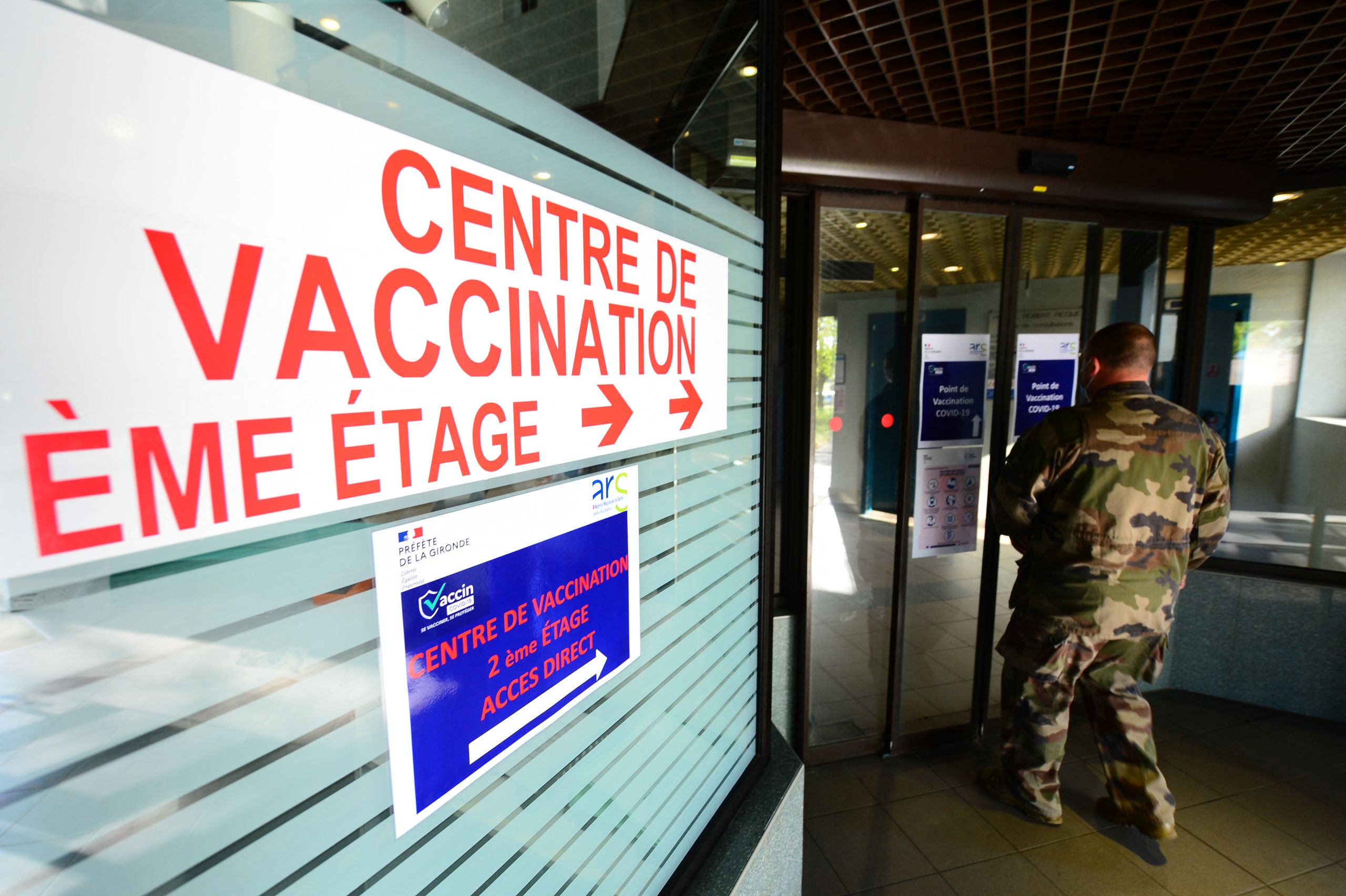 A French vaccine centre at a military hospital in Villenave-d'Ornon
