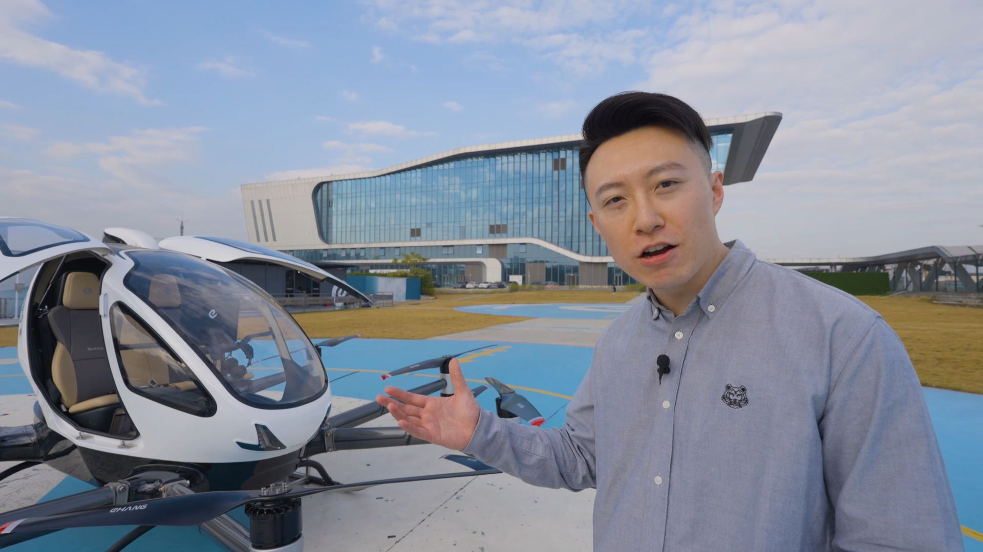 CGTN's Wang Tianyu with the drone that he'll fly in.
