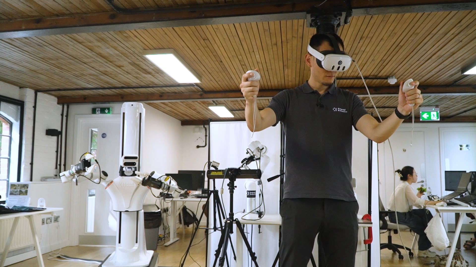 Chang Liu, helping to train robots.