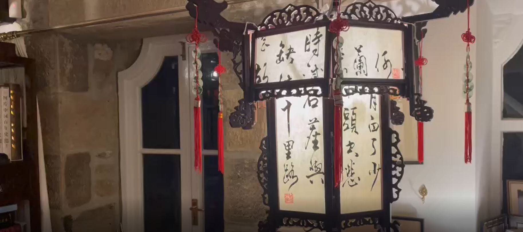A Chinese lantern hangs in Tim Clissold's home