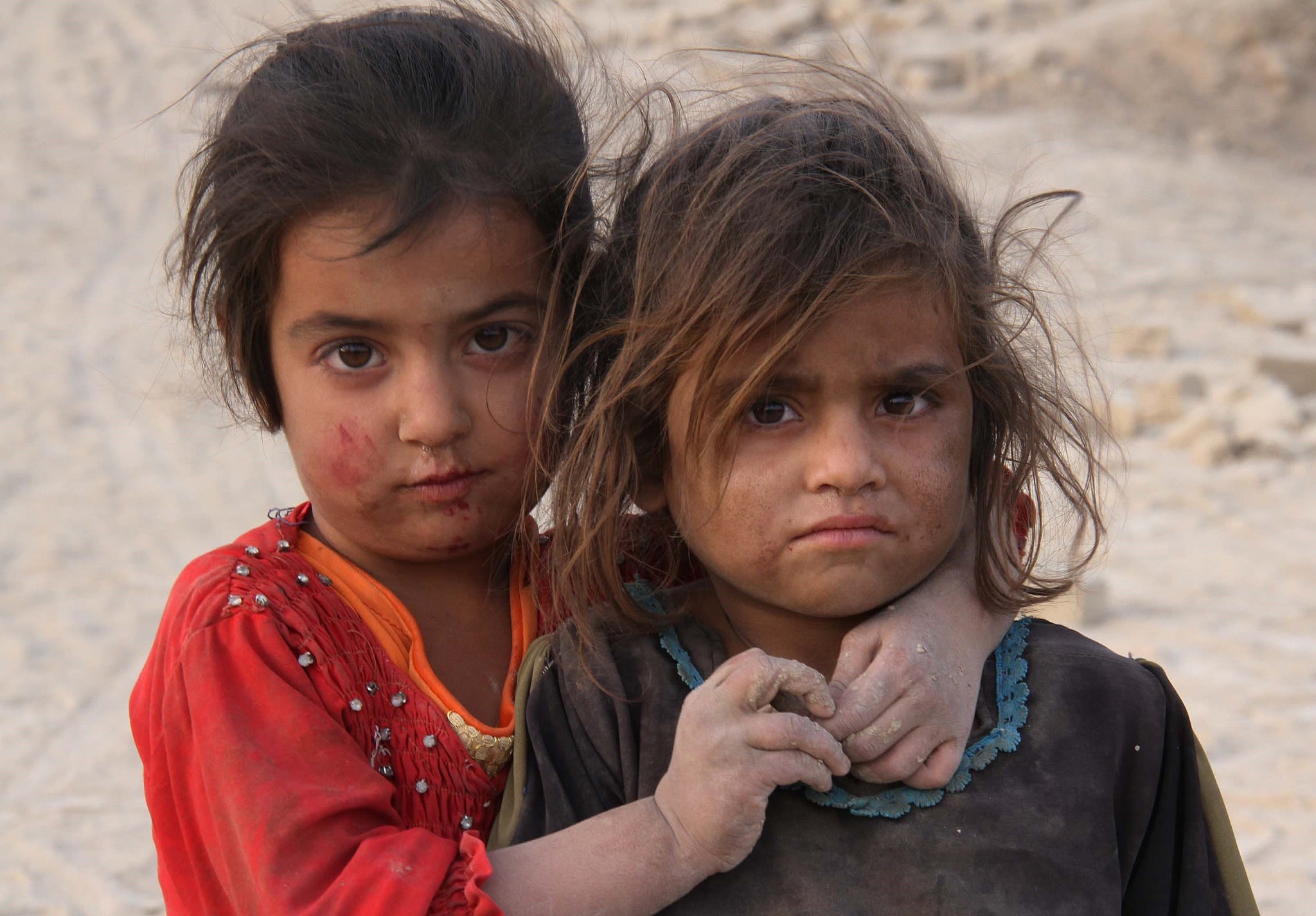 Afghan children working at a brick factory in Kabul.