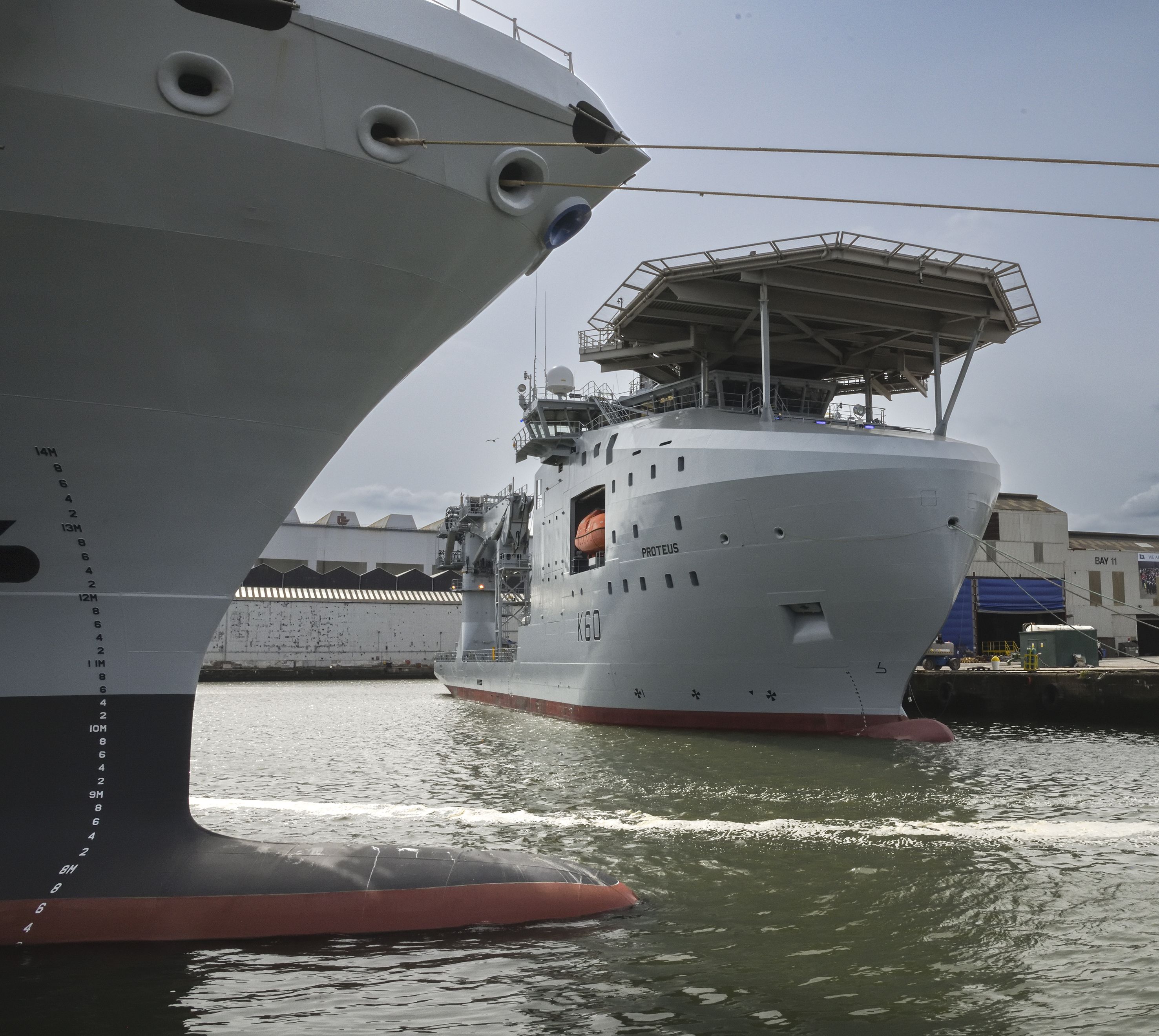 The RFA Proteus ship sits in the water