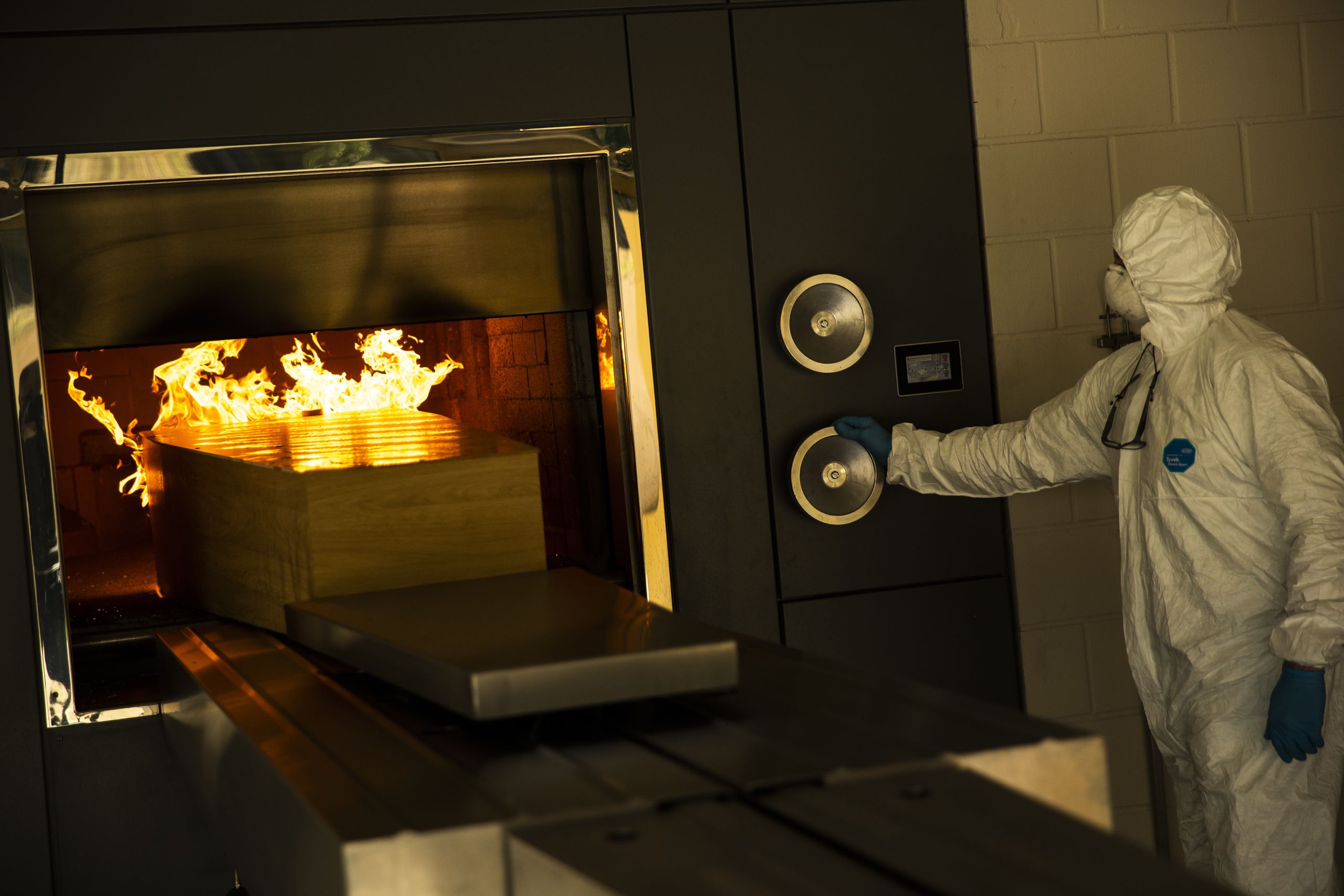 A COVID-19 victim is cremated in Lommel, Belgium.