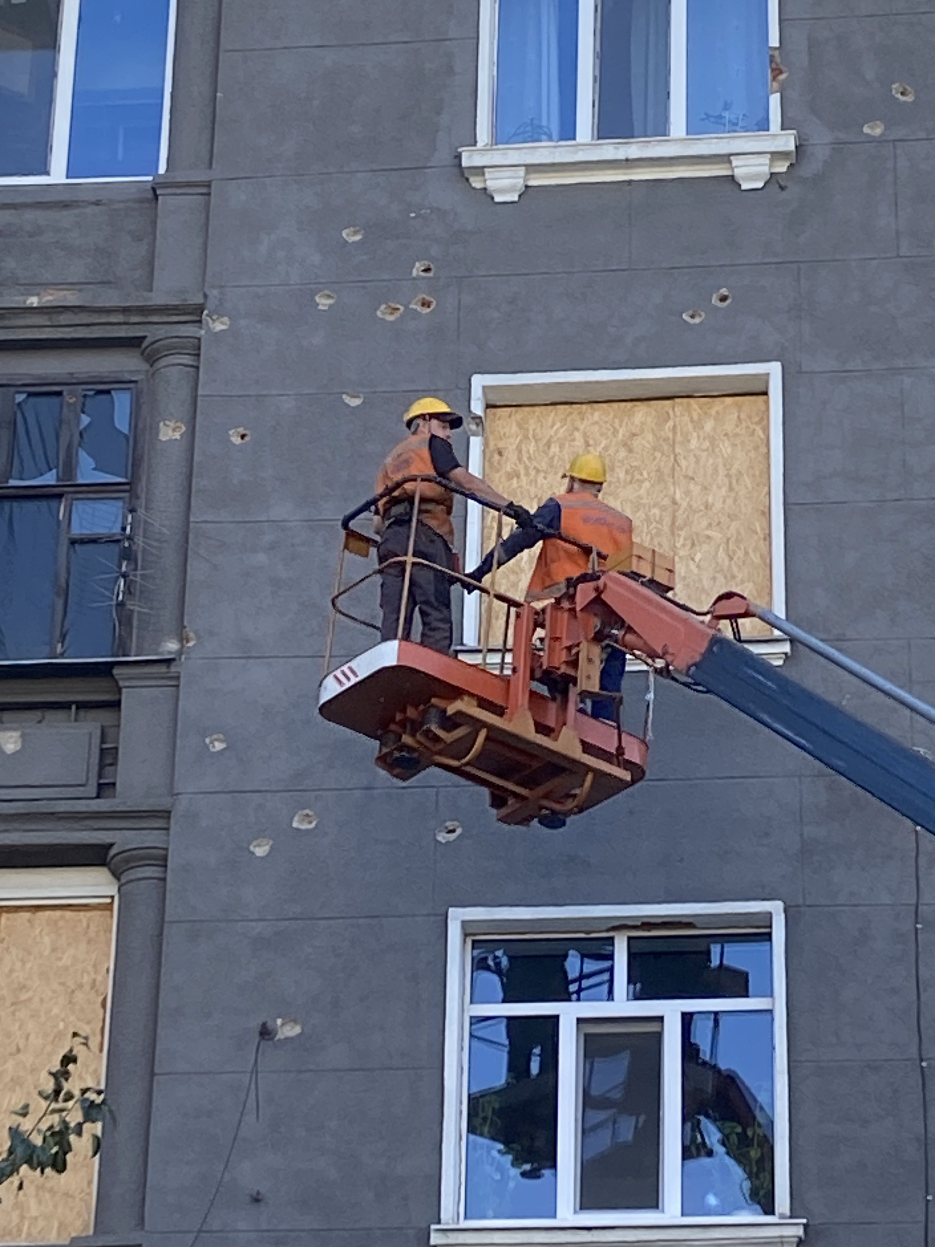 Fixing power lines in Kharkiv.