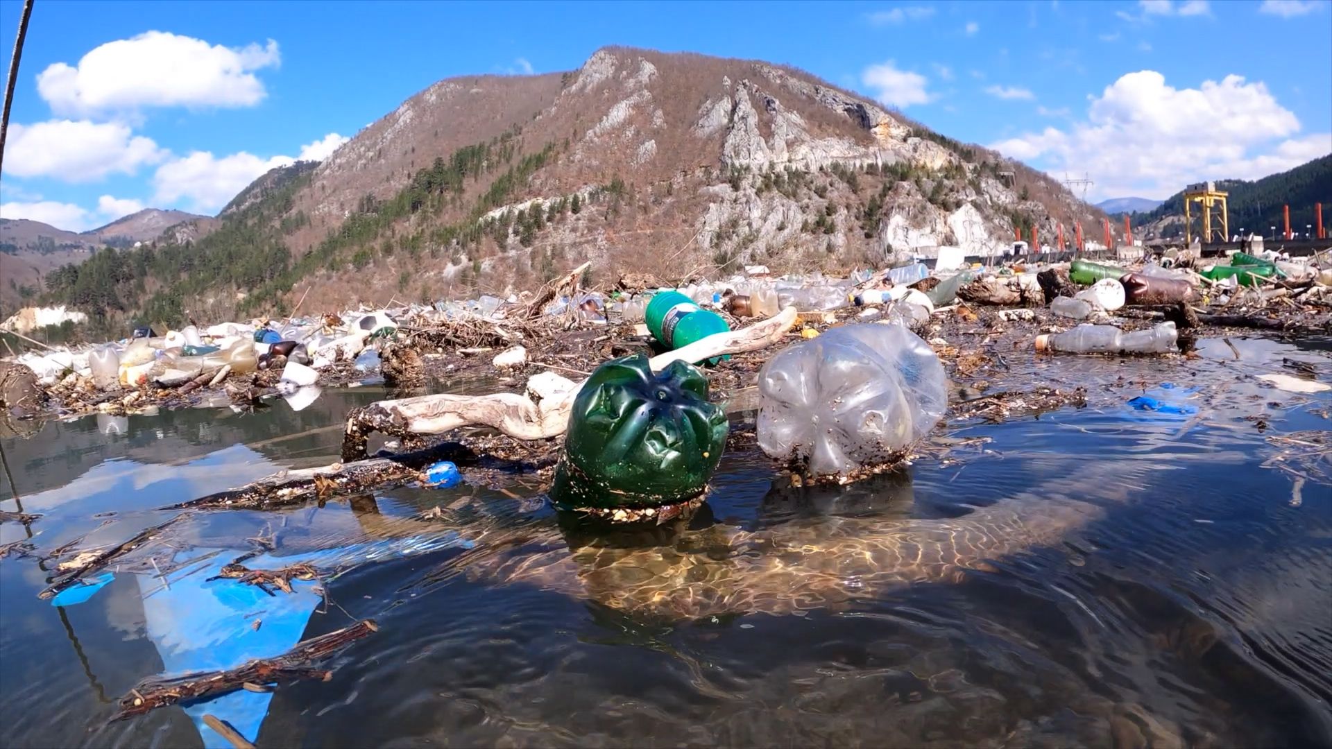 Trash despoils the beautiful Balkan countryside.